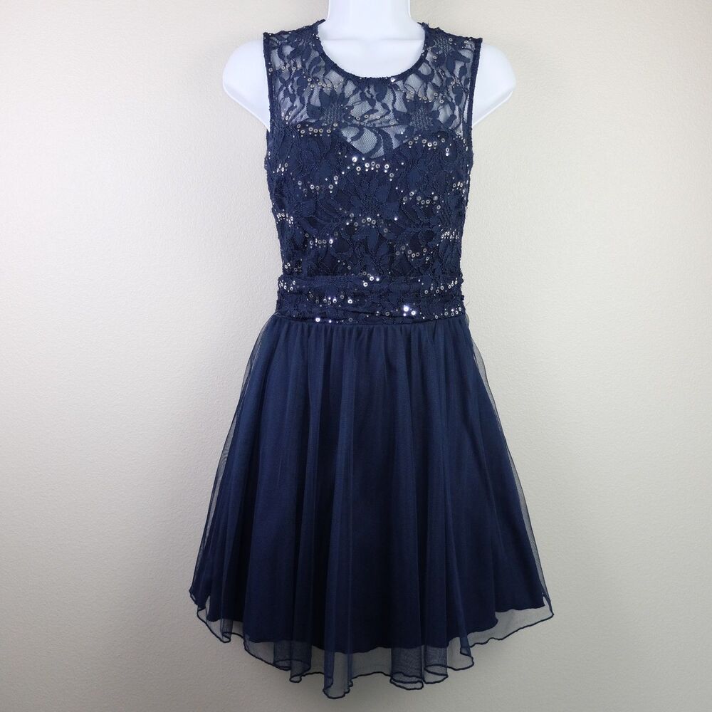 Speechless Juniors Midnight Blue Sequined Mini Dress Size 3